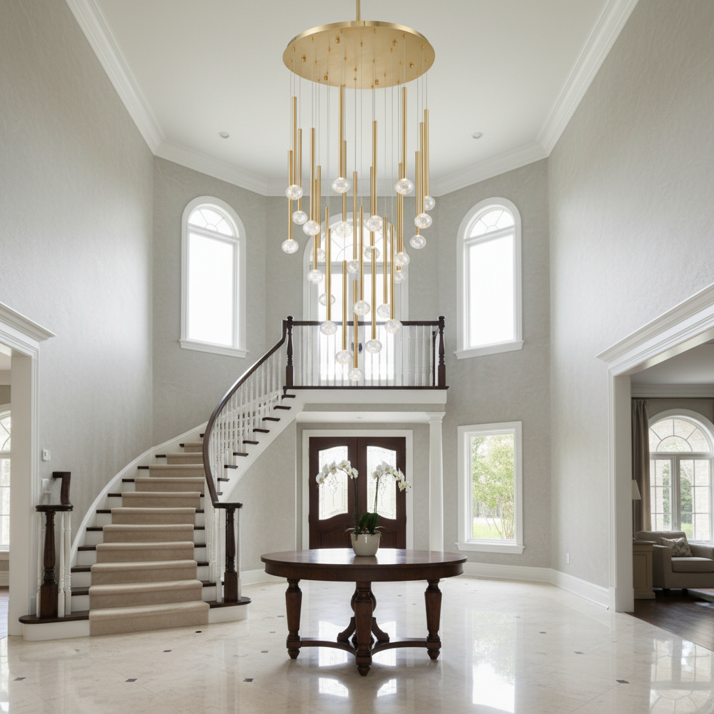 Riviko Aura Cascade Round LED Chandelier - Background Shot