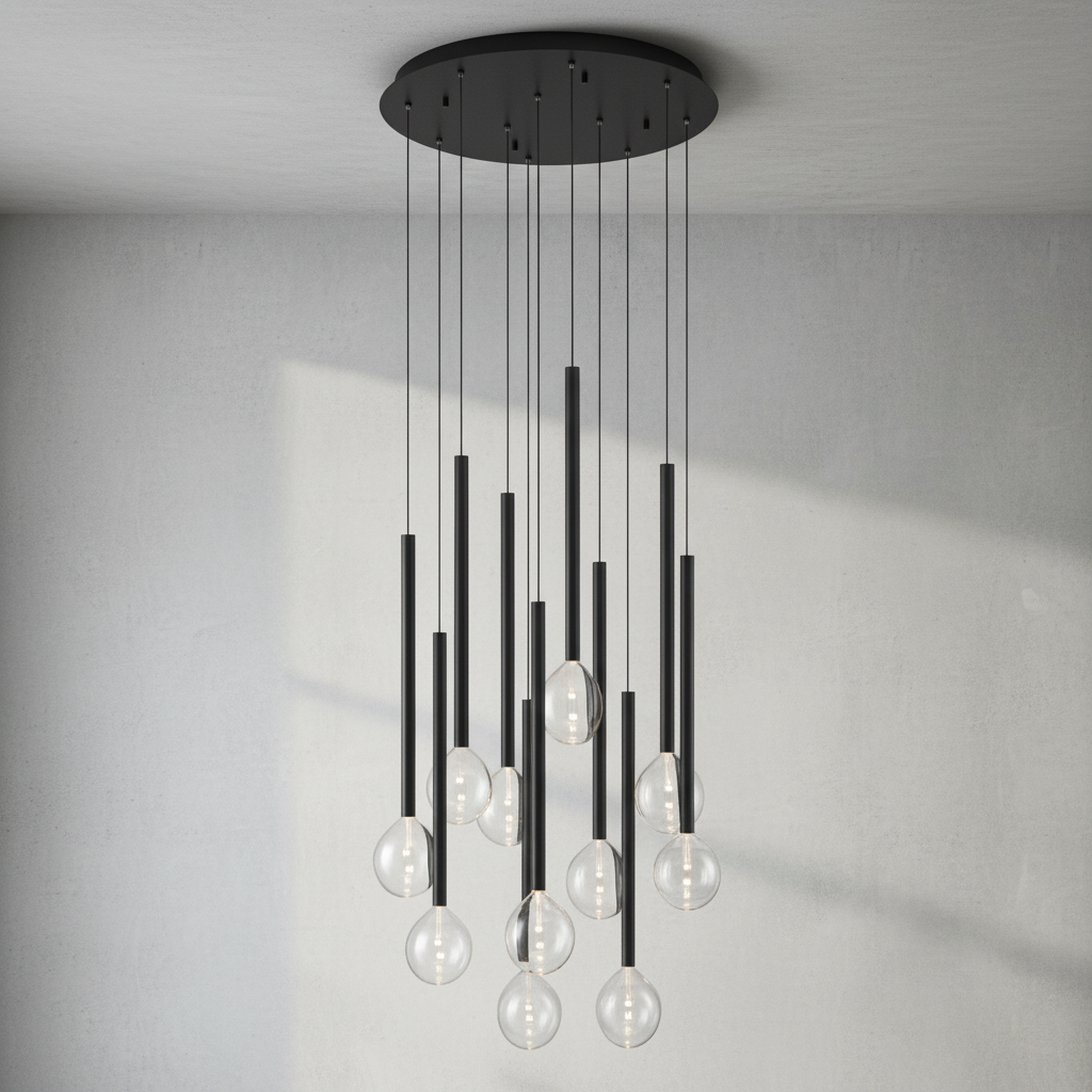 Riviko Aura Droplet Round LED Chandelier - Background Shot