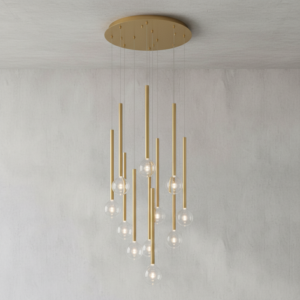 Riviko Aura Droplet Round LED Chandelier - Background Shot