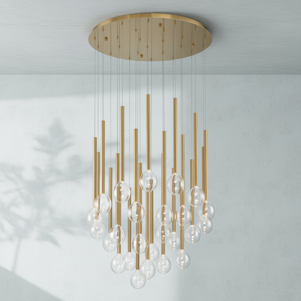 Riviko Aura Droplet Round LED Chandelier - Background Shot