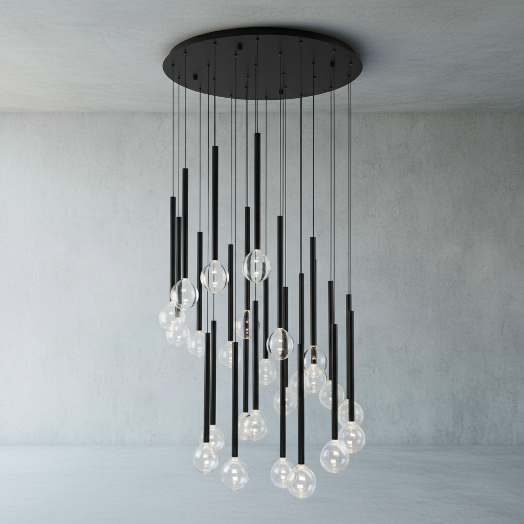 Riviko Aura Droplet Round LED Chandelier - Background Shot