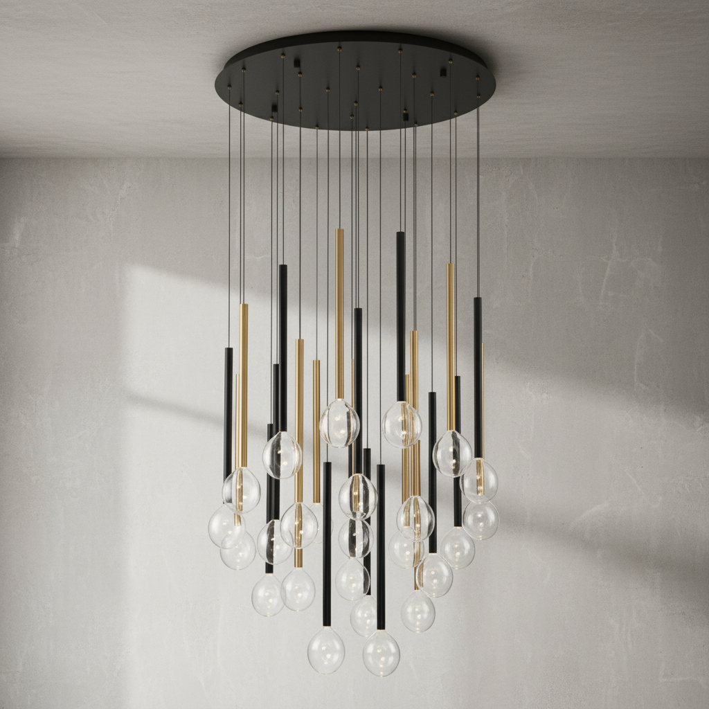 Riviko Aura Droplet Round LED Chandelier - Background Shot