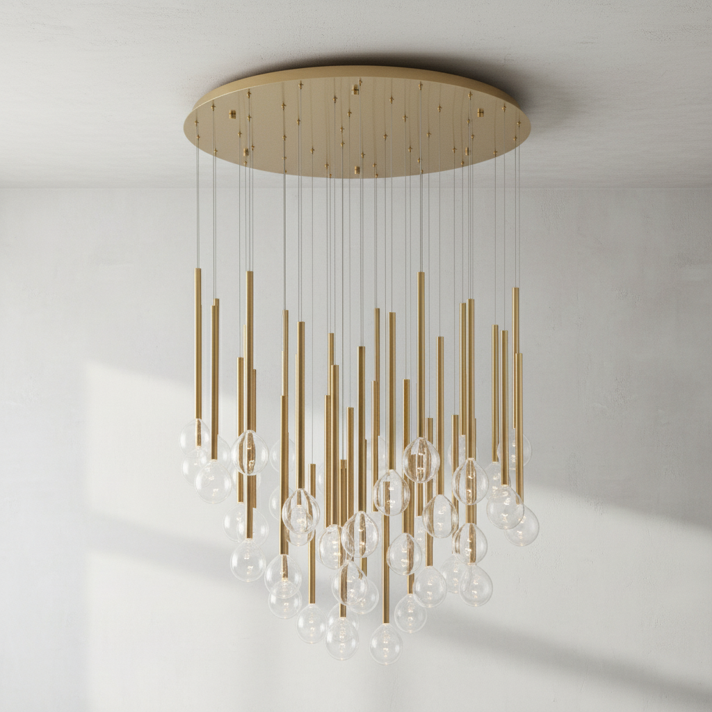 Riviko Aura Droplet Round LED Chandelier - Background Shot