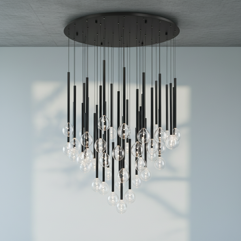 Riviko Aura Droplet Round LED Chandelier - Background Shot