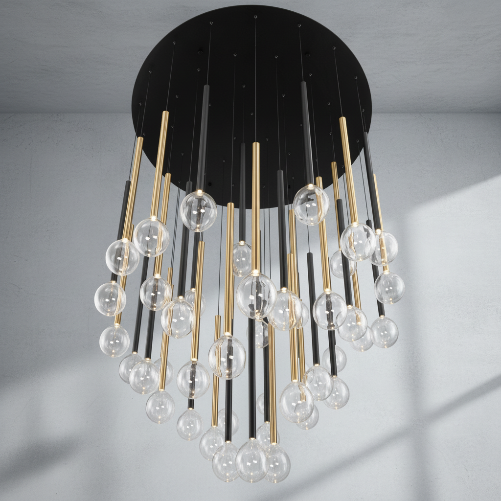 Riviko Aura Droplet Round LED Chandelier - Background Shot