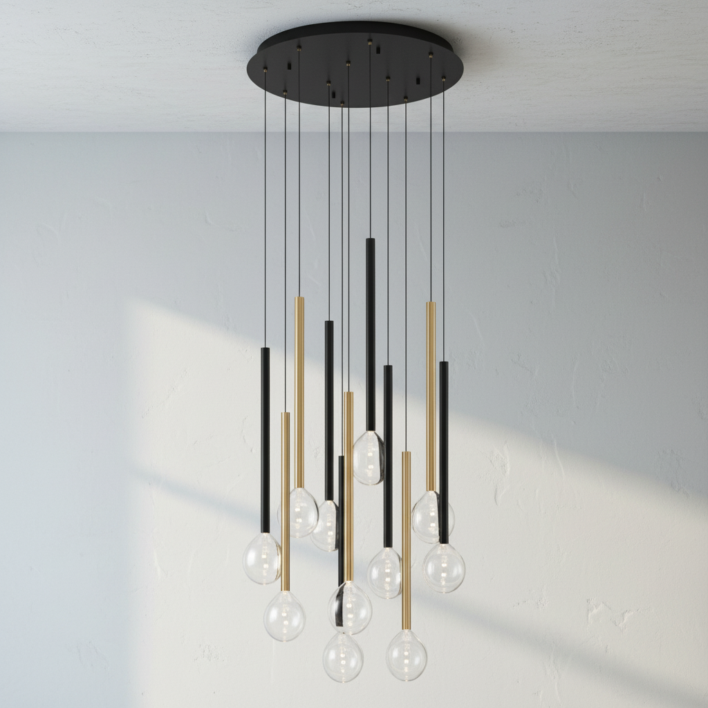Riviko Aura Droplet Round LED Chandelier - Background Shot