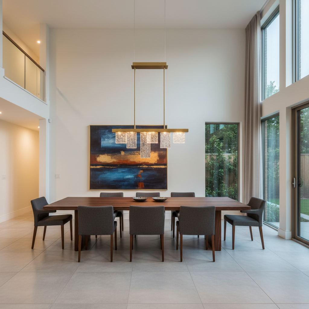Riviko Aura Stream Linear LED Chandelier - American great room dining area