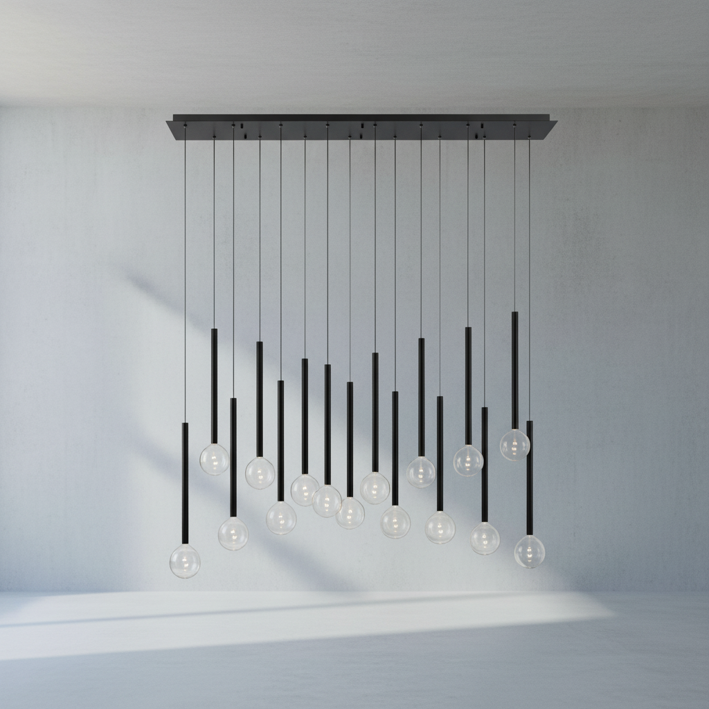 Riviko Aura Stream Linear LED Chandelier - Background Shot