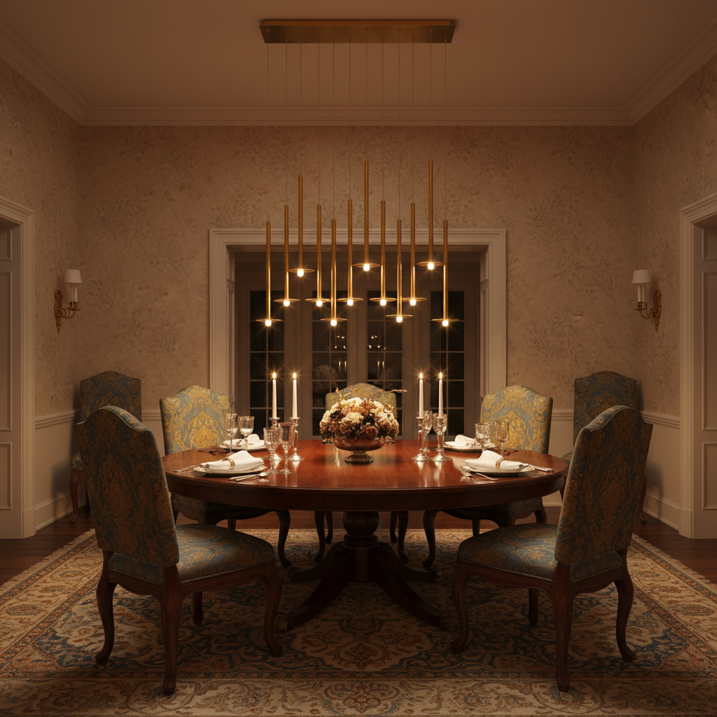 Riviko Aura Stream Linear LED Chandelier - formal American dining room
