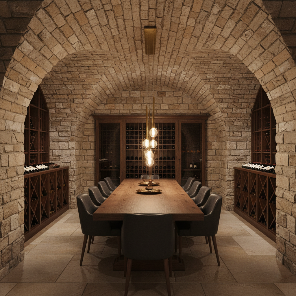 Riviko Aura Stream Linear LED Chandelier - elegant American wine cellar dining room