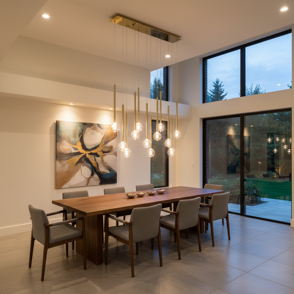 Riviko Aura Stream Linear LED Chandelier - American great room dining area