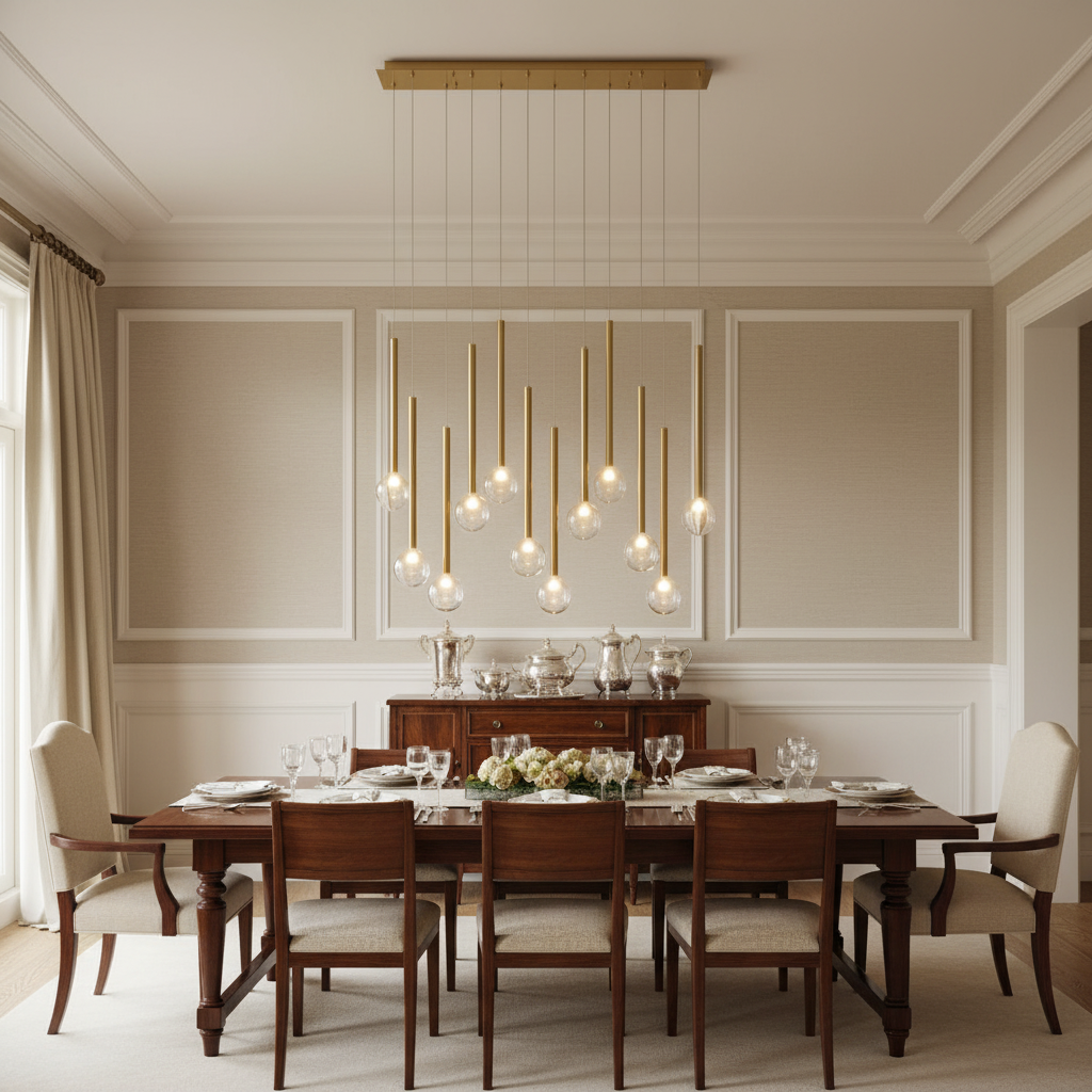 Riviko Aura Stream Linear LED Chandelier - American transitional dining room