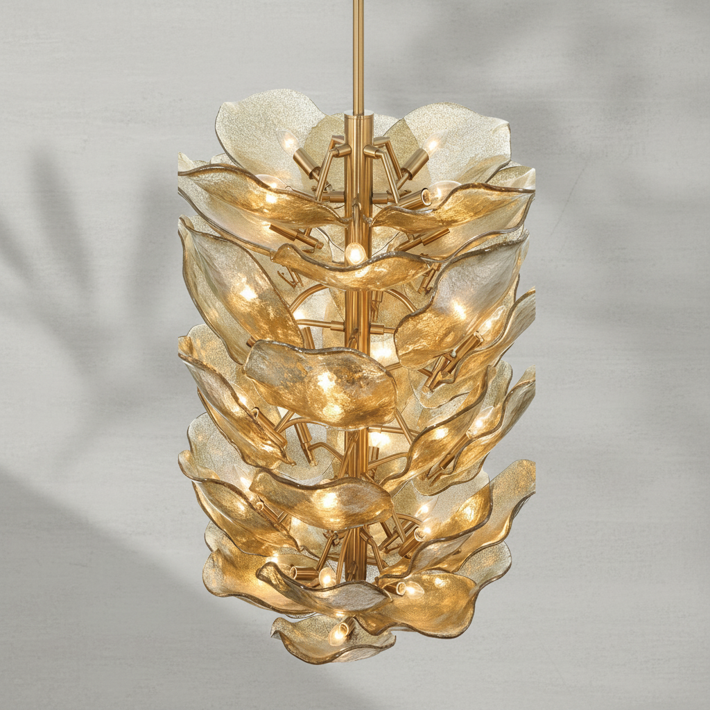 Riviko Veridian Bloom Glass Chandelier - Background Shot