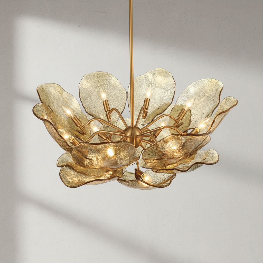 Riviko Veridian Bloom Glass Chandelier - Background Shot