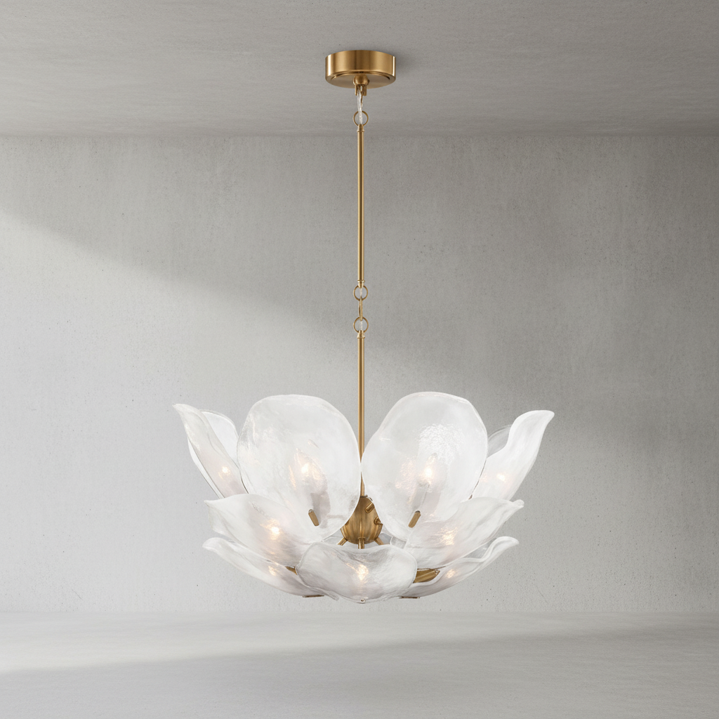 Riviko Veridian Bloom Glass Chandelier - Background Shot