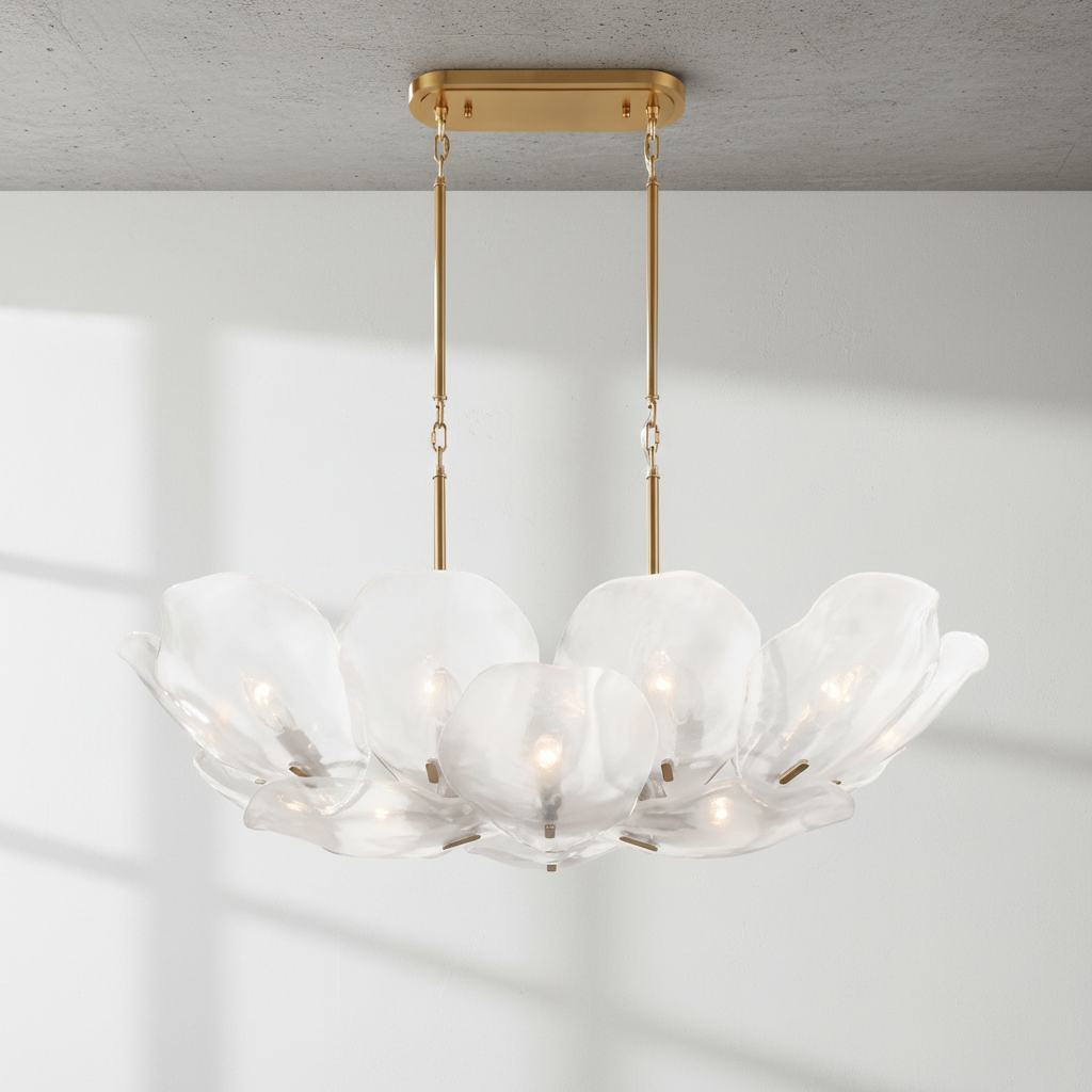 Riviko Veridian Bloom Glass Chandelier - Background Shot