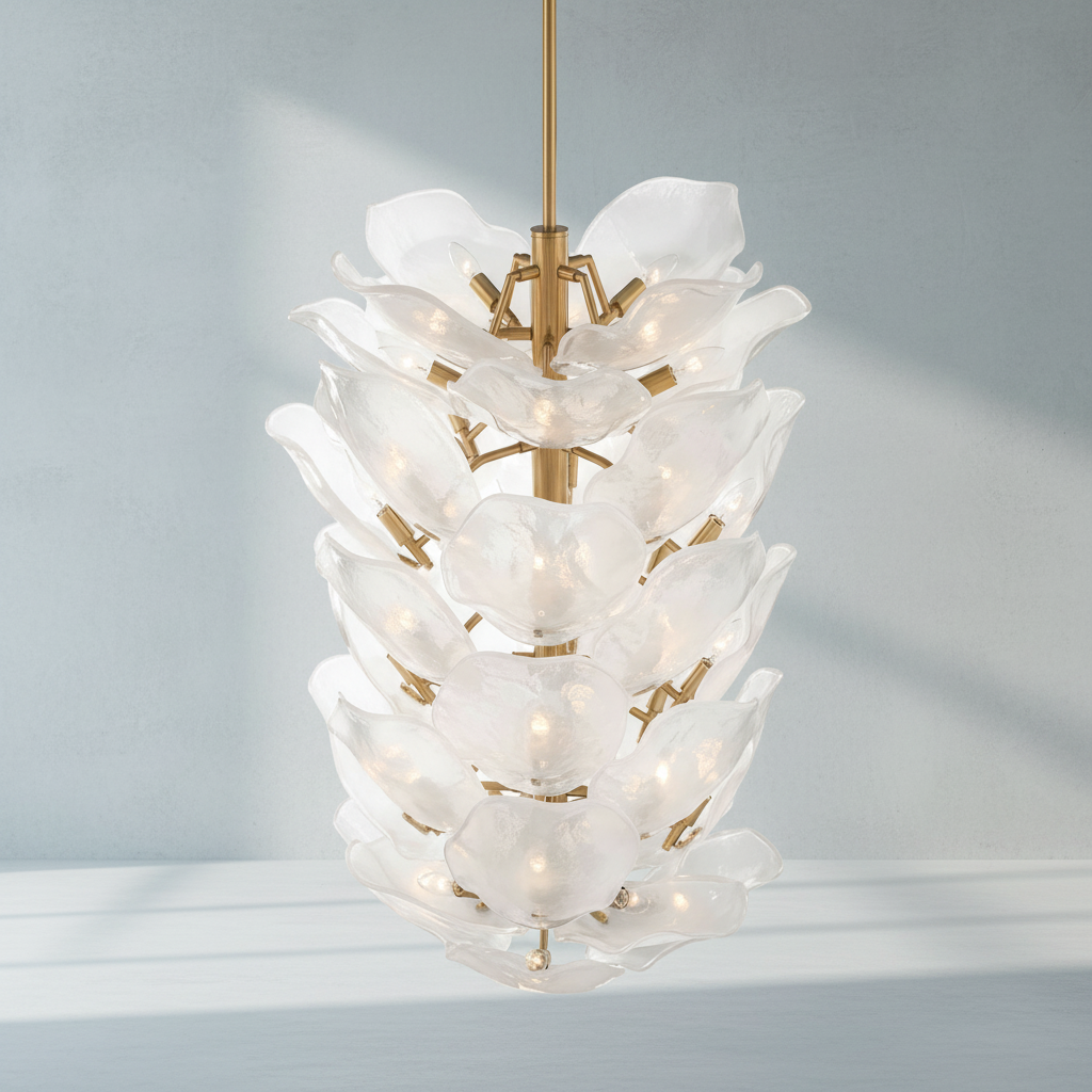 Riviko Veridian Bloom Glass Chandelier - Background Shot