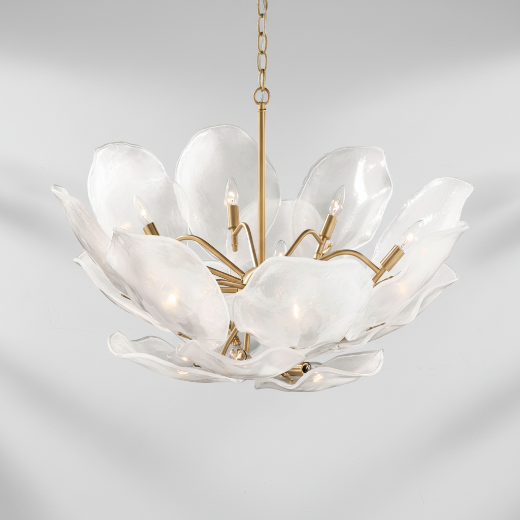 Riviko Veridian Bloom Glass Chandelier - Background Shot