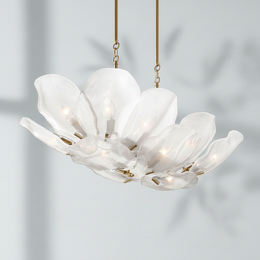 Riviko Veridian Bloom Glass Chandelier - Background Shot