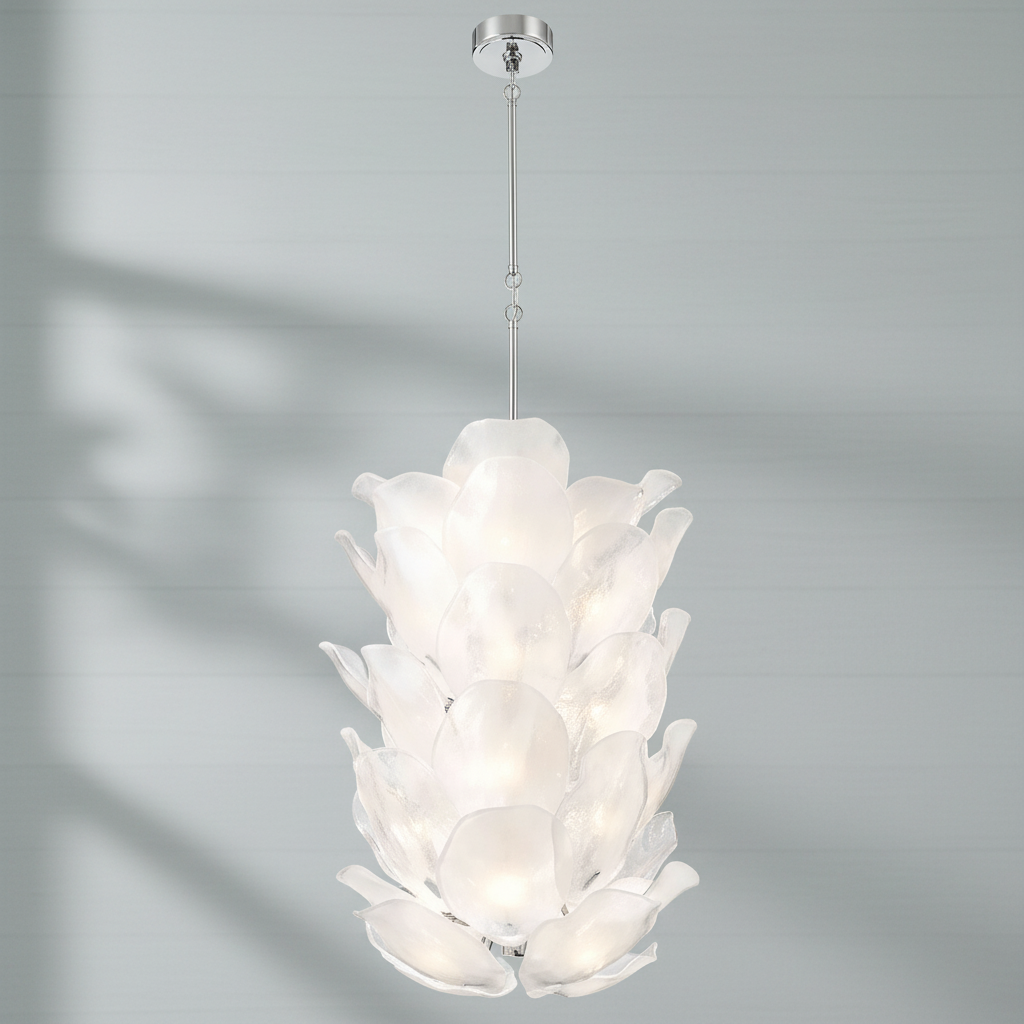 Riviko Veridian Bloom Glass Chandelier - Background Shot