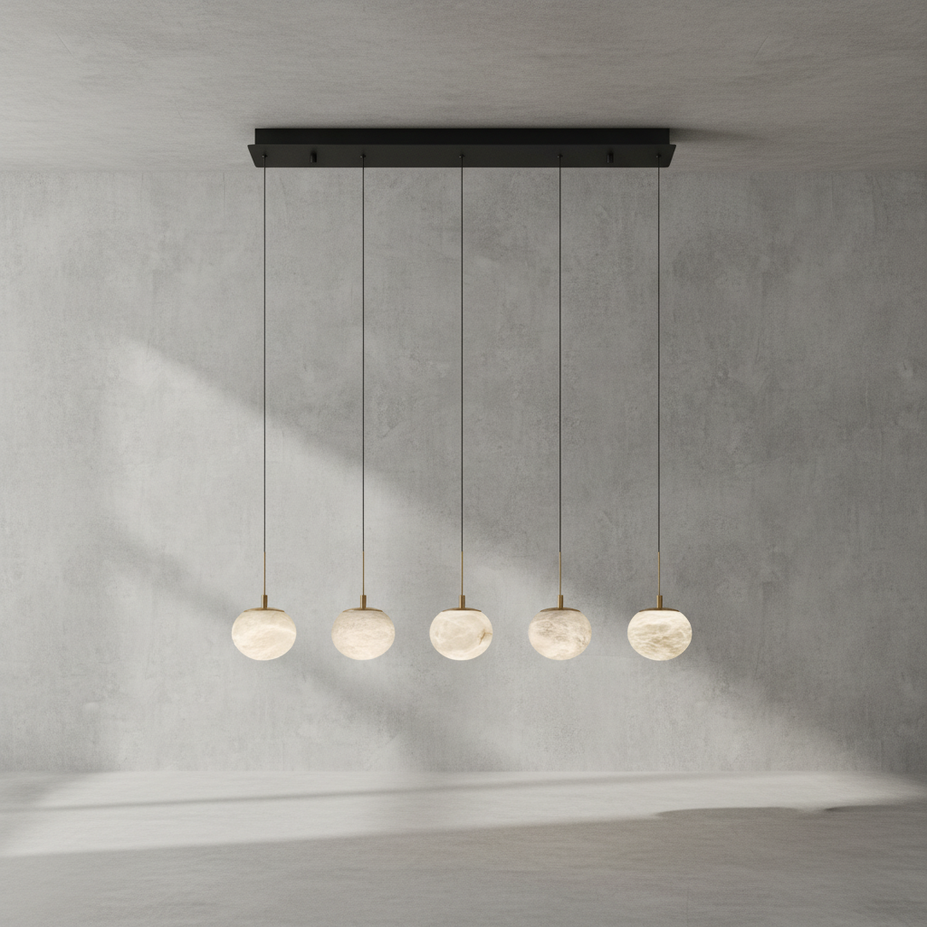 Riviko Alabaster Ovoid Linear LED Chandelier - Background Shot