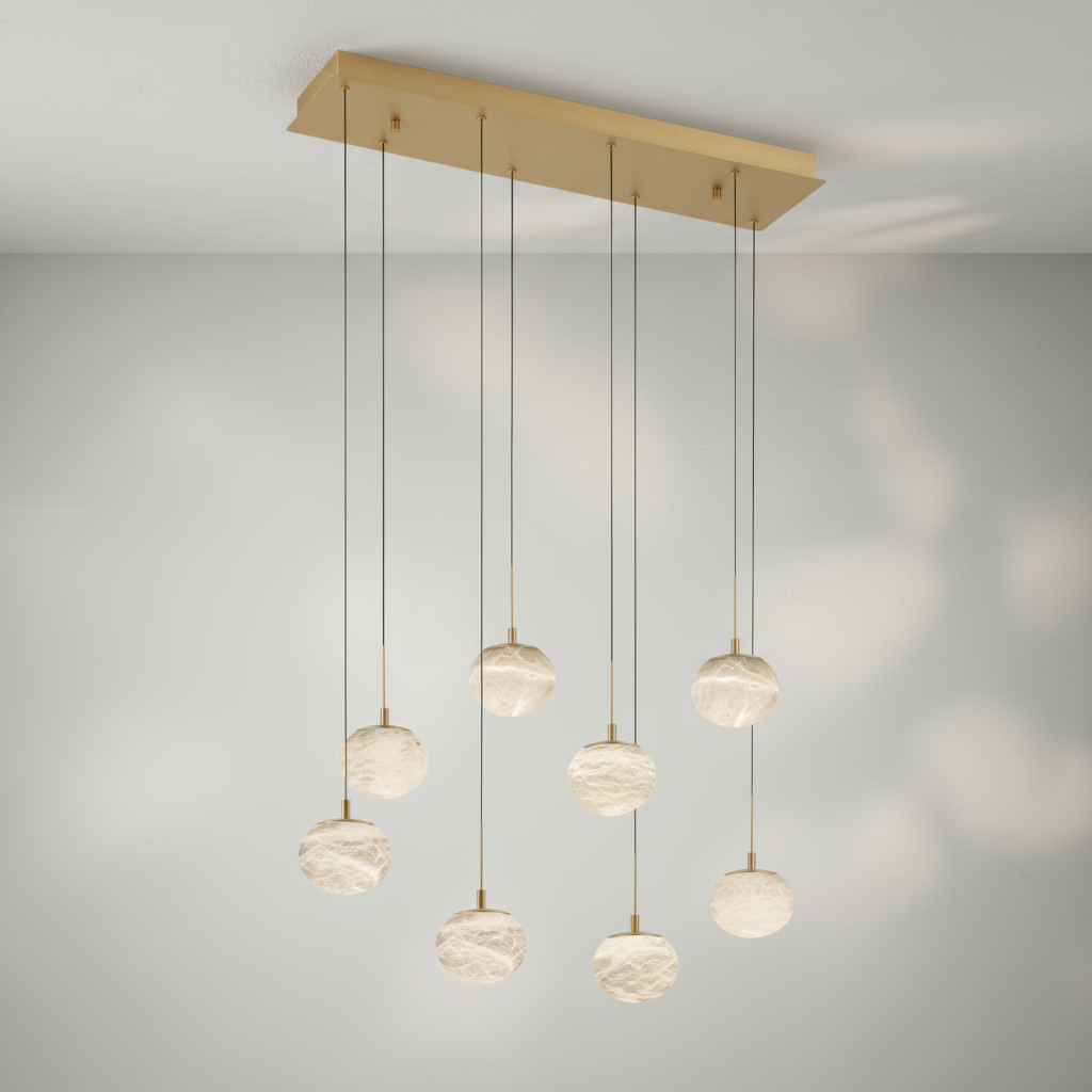 Riviko Alabaster Ovoid Linear LED Chandelier - Background Shot