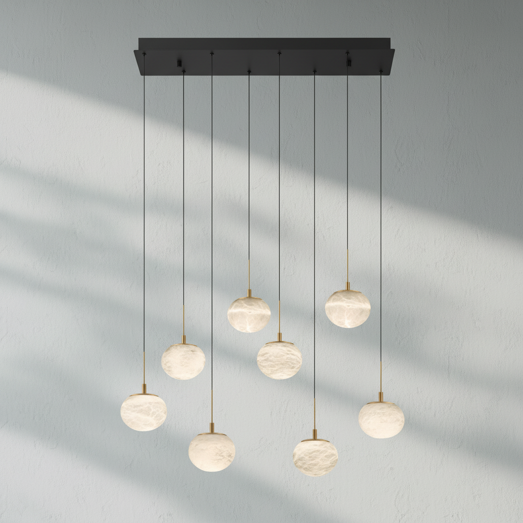 Riviko Alabaster Ovoid Linear LED Chandelier - Background Shot