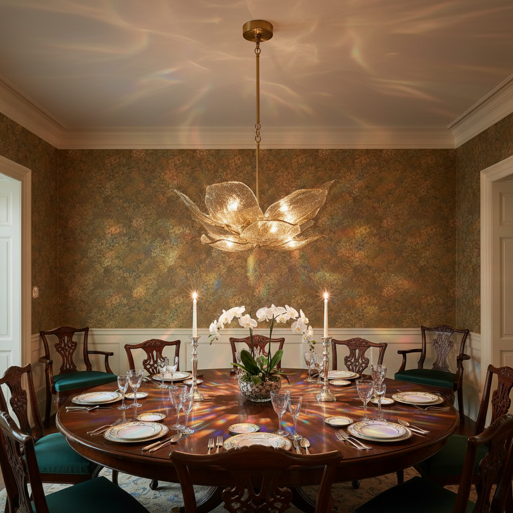 Riviko Veridian Bloom Glass Chandelier - formal American dining room