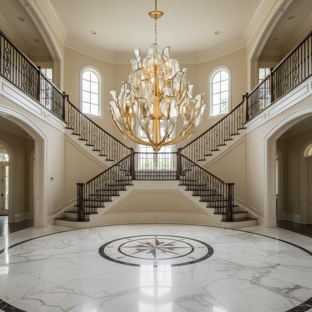 Riviko Aura Grandeur Round Chandelier - grand American foyer with two-story ceiling