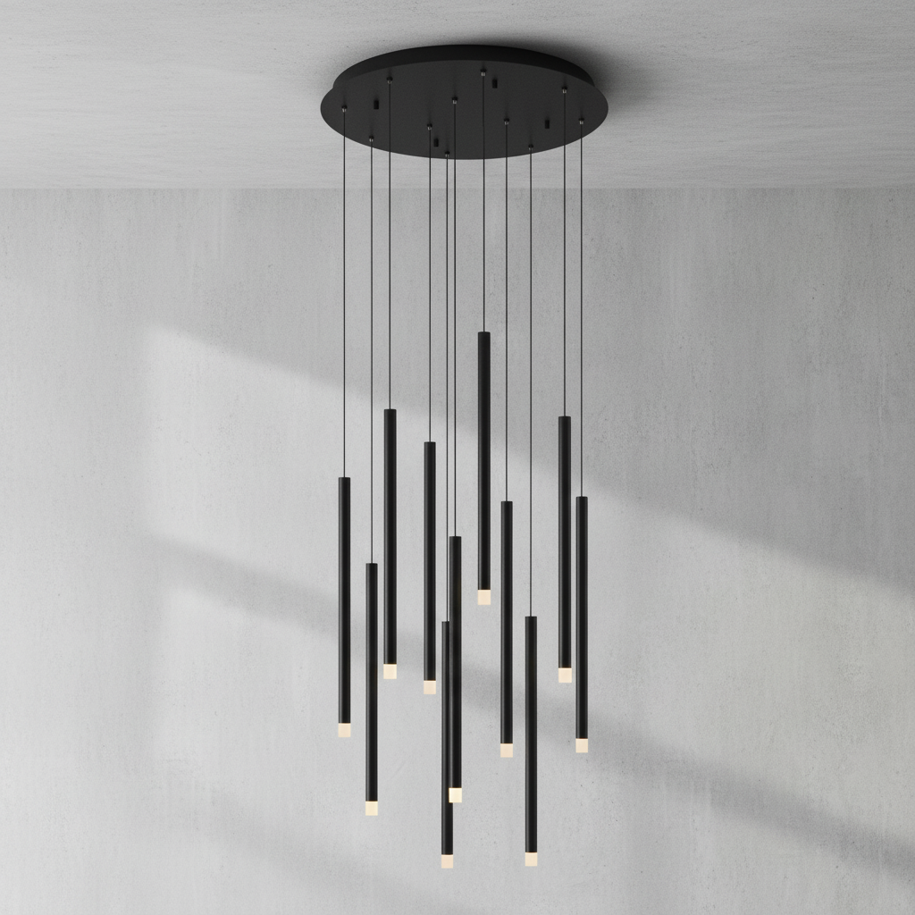 Riviko Radiant Spire Round LED Chandelier - Background Shot