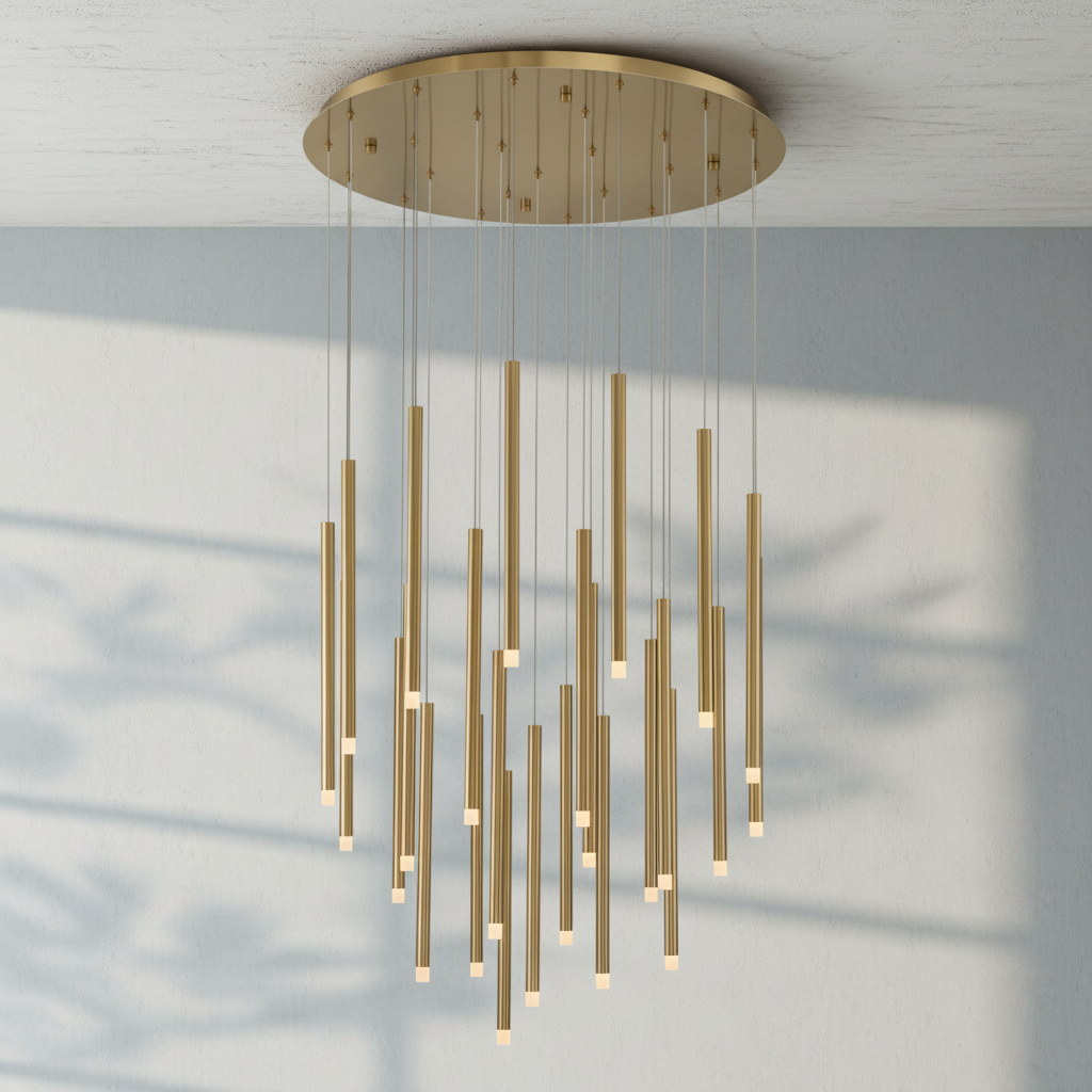 Riviko Radiant Spire Round LED Chandelier - Background Shot