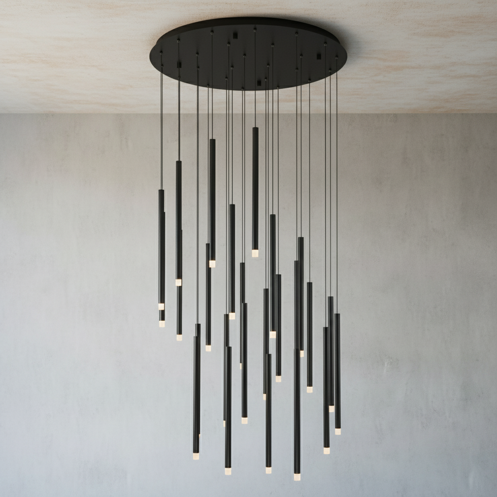 Riviko Radiant Spire Round LED Chandelier - Background Shot