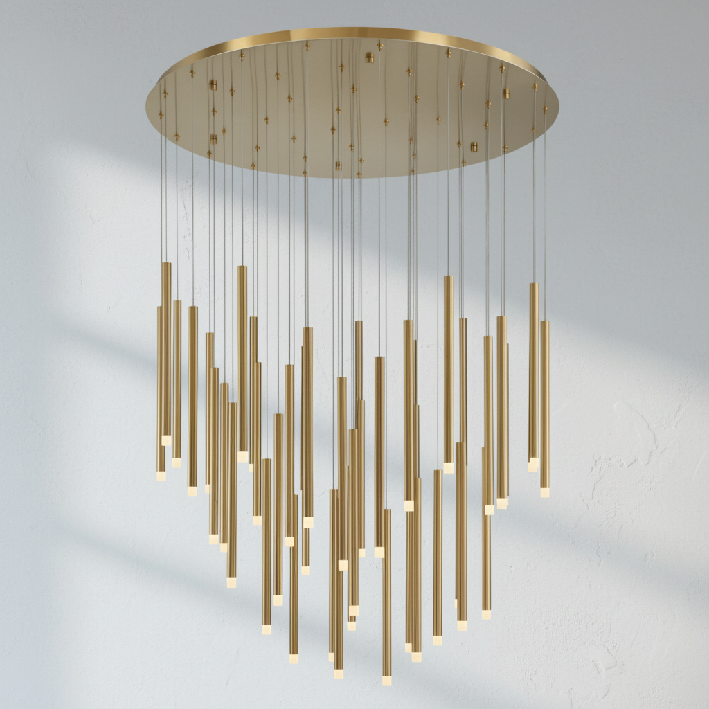 Riviko Radiant Spire Round LED Chandelier - Background Shot