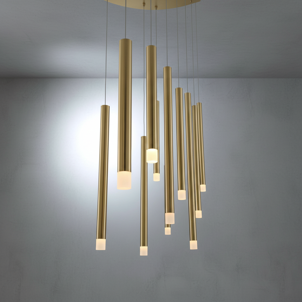 Riviko Radiant Spire Round LED Chandelier - Background Shot