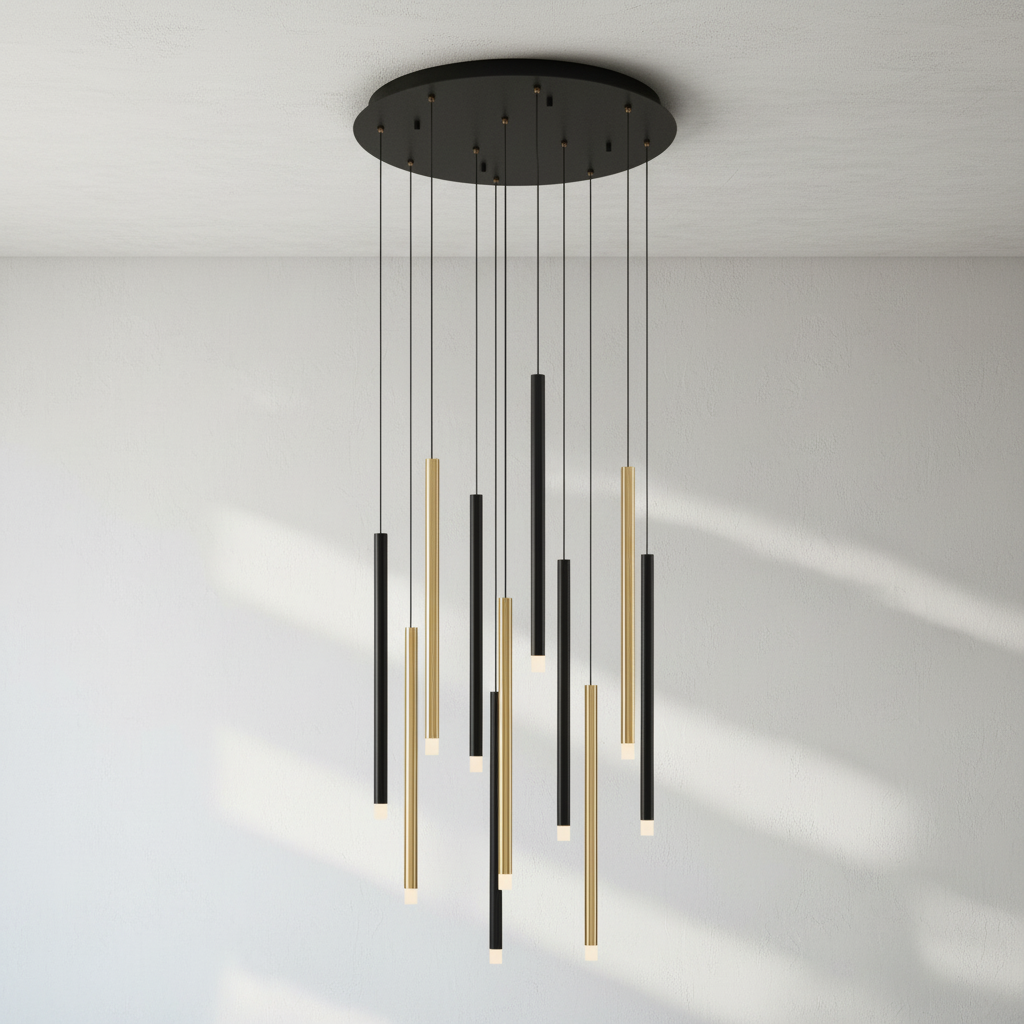Riviko Radiant Spire Round LED Chandelier - Background Shot