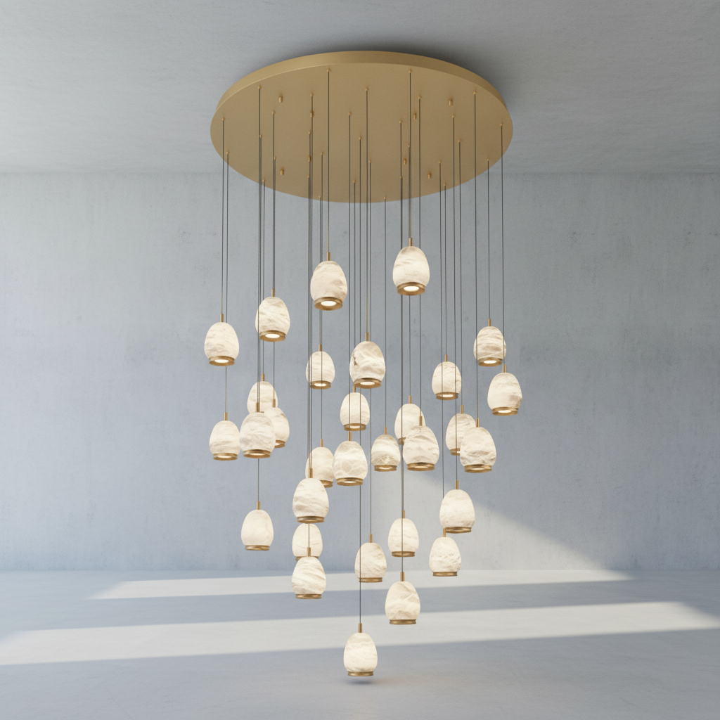 Riviko Alabaster Aura Round LED Chandelier - Background Shot