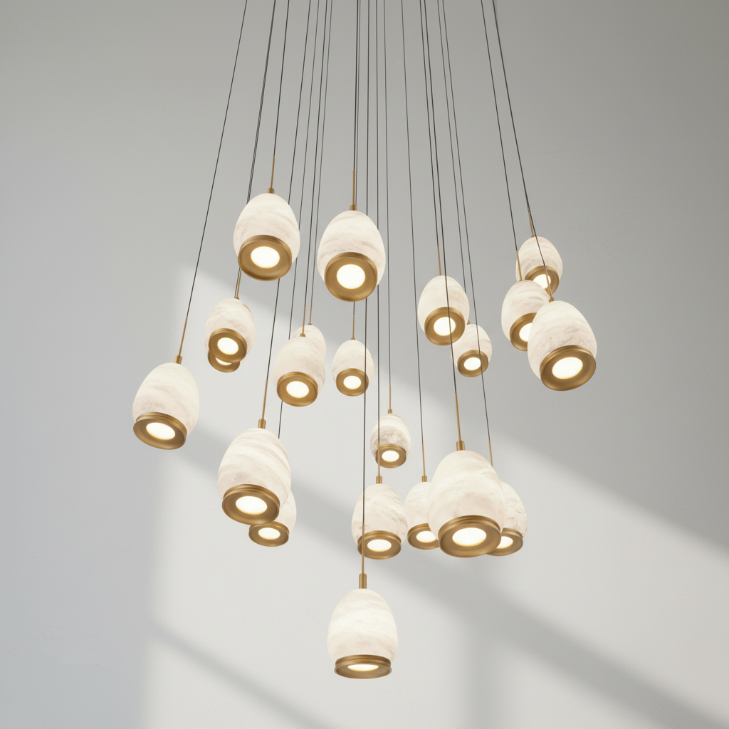 Riviko Alabaster Aura Round LED Chandelier - Background Shot