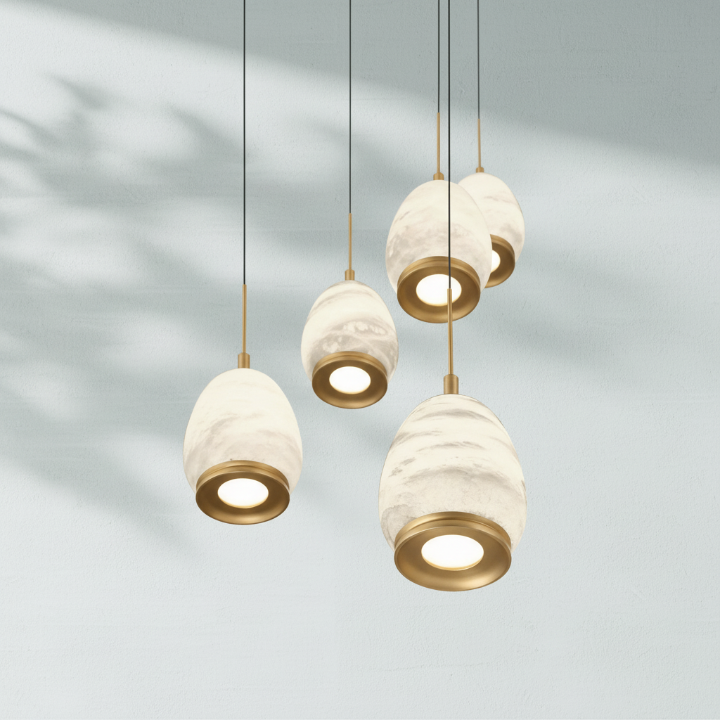 Riviko Alabaster Aura Round LED Chandelier - Background Shot