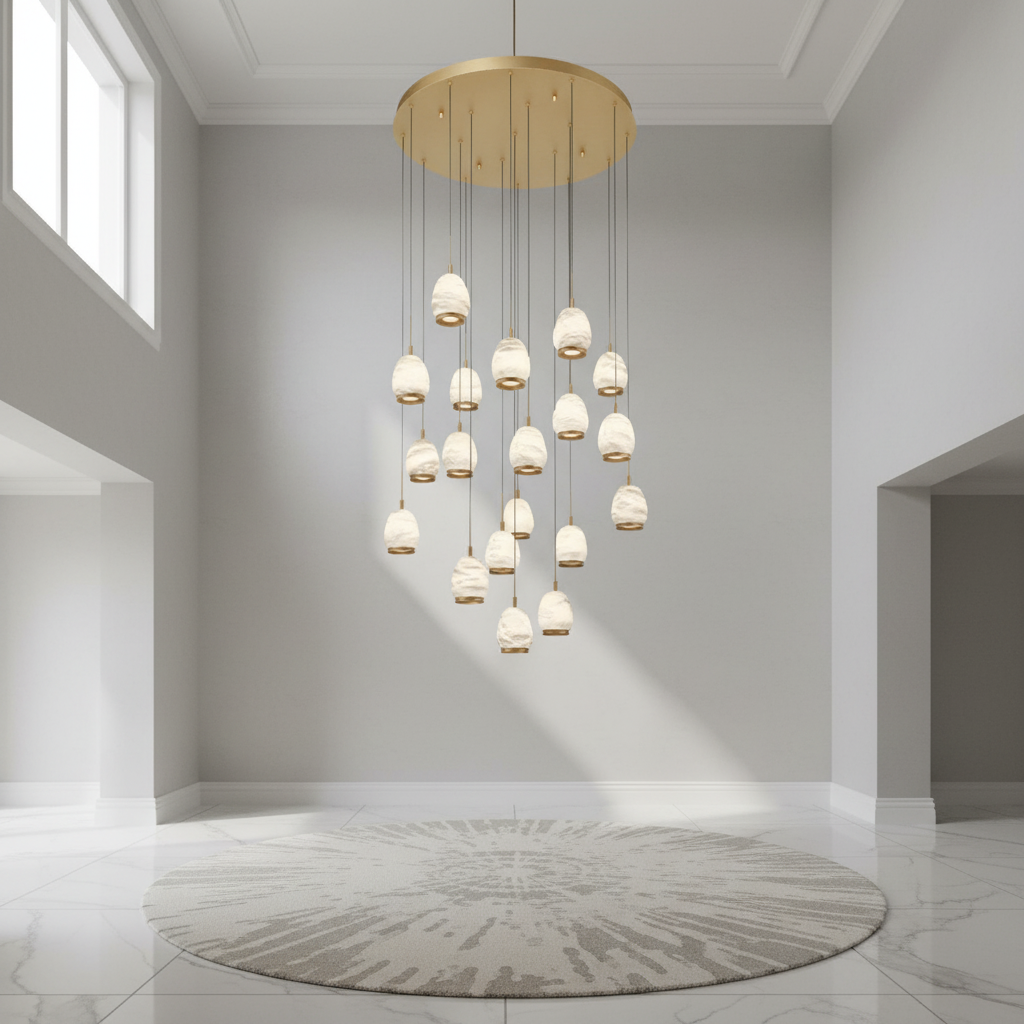Riviko Alabaster Aura Round LED Chandelier - Background Shot