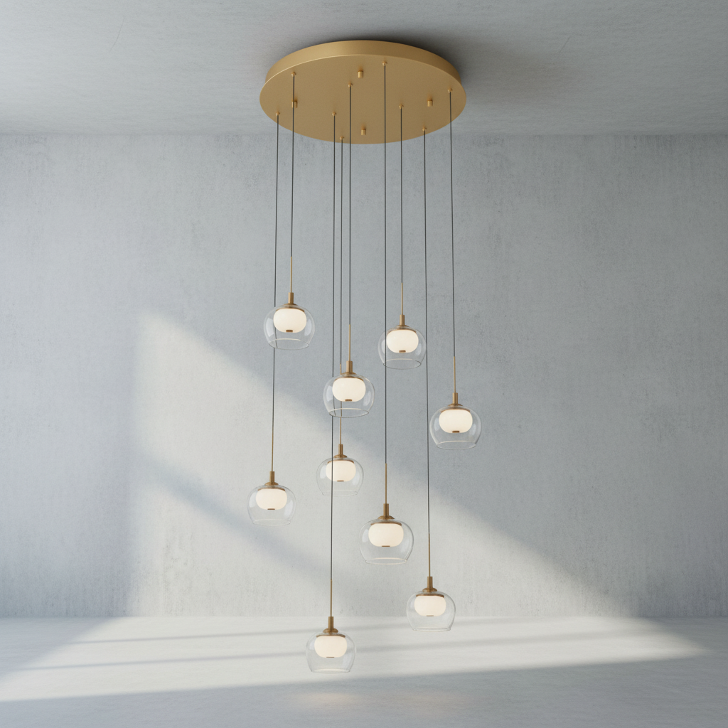 Riviko Aura Cascade Round LED Chandelier - Background Shot