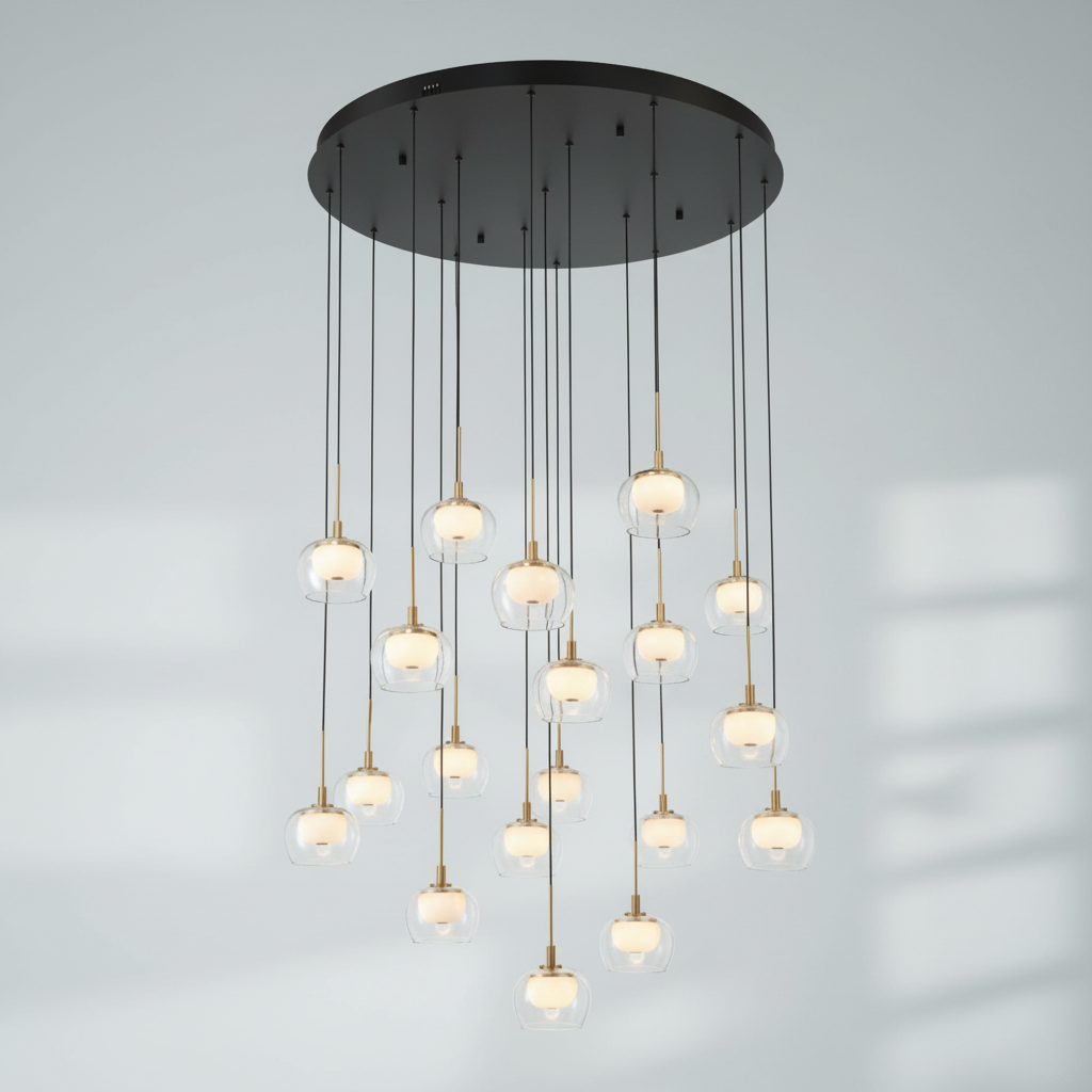 Riviko Aura Cascade Round LED Chandelier - Background Shot