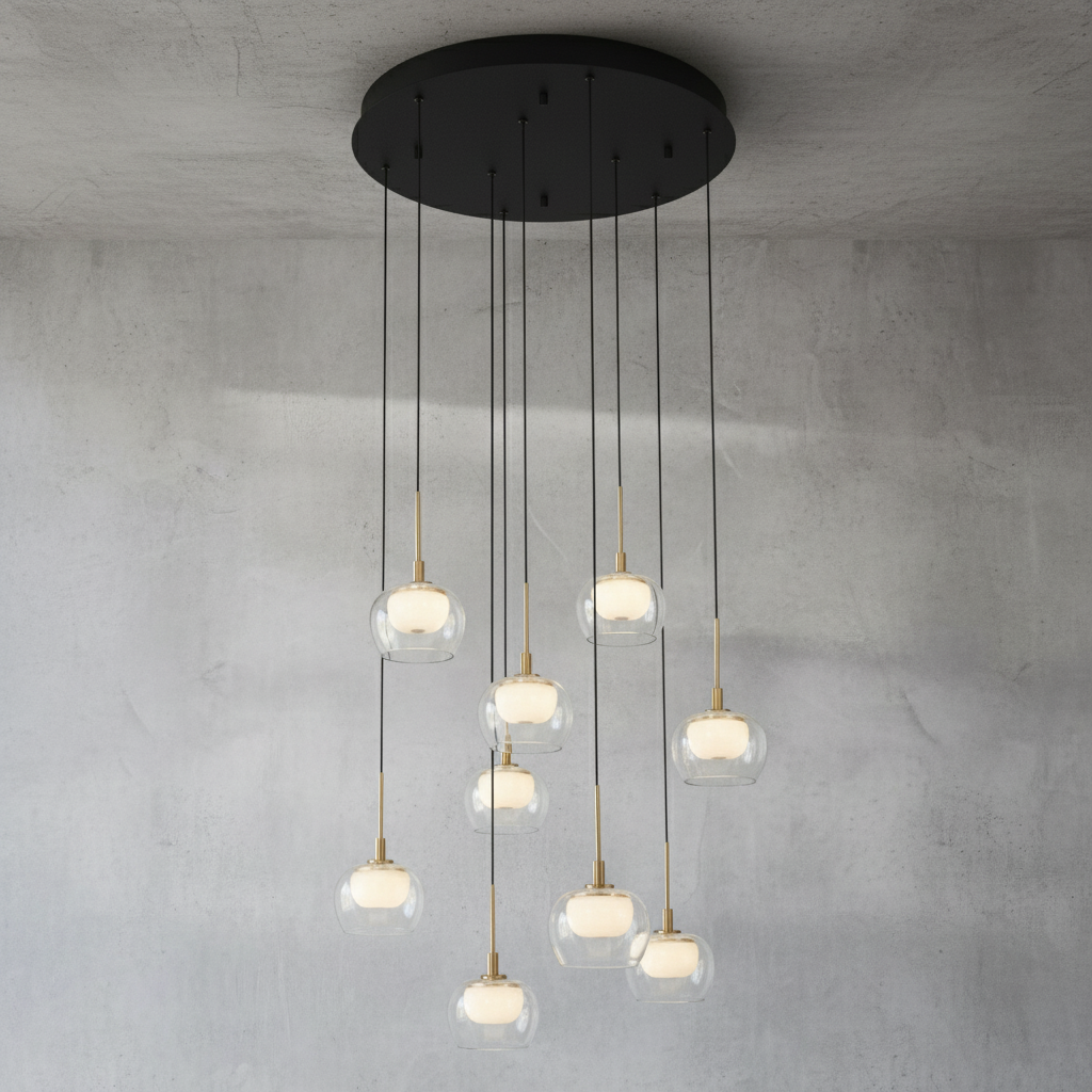 Riviko Aura Cascade Round LED Chandelier - Background Shot