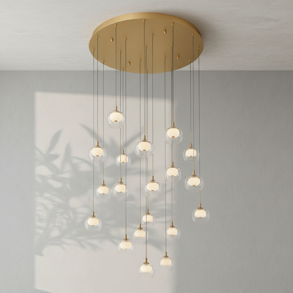 Riviko Aura Cascade Round LED Chandelier - Background Shot