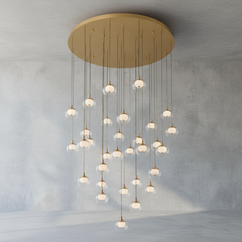Riviko Aura Cascade Round LED Chandelier - Background Shot