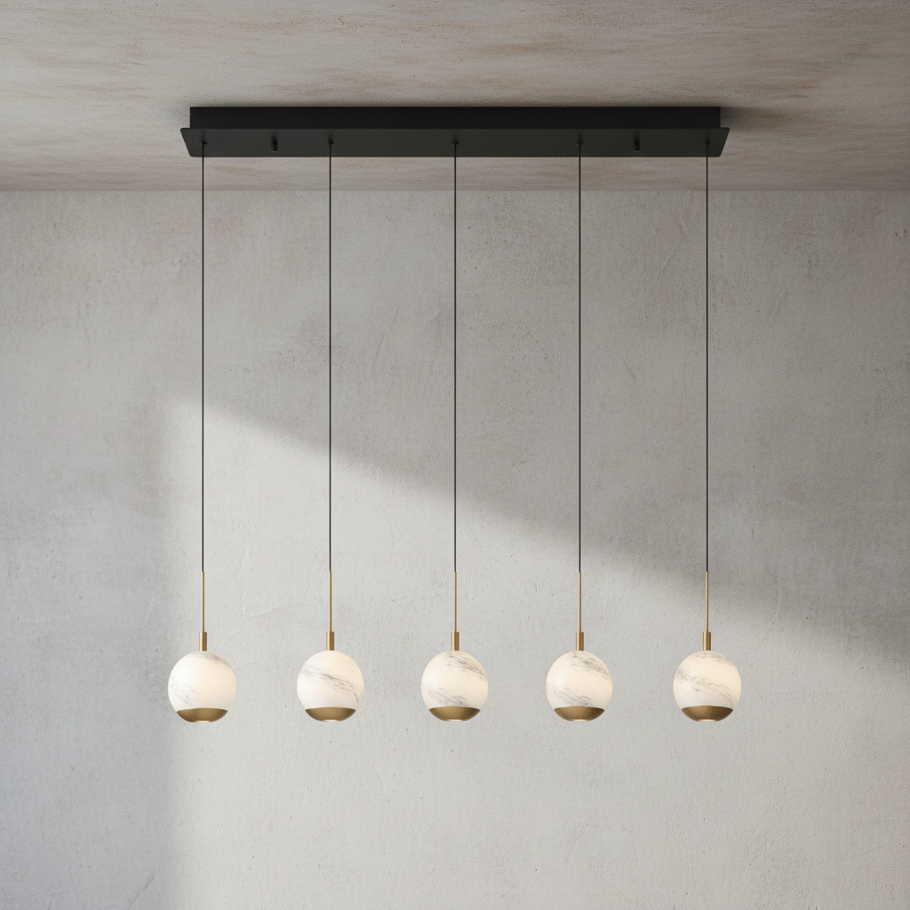 Riviko Alabaster Bloom Linear LED Chandelier - Background Shot
