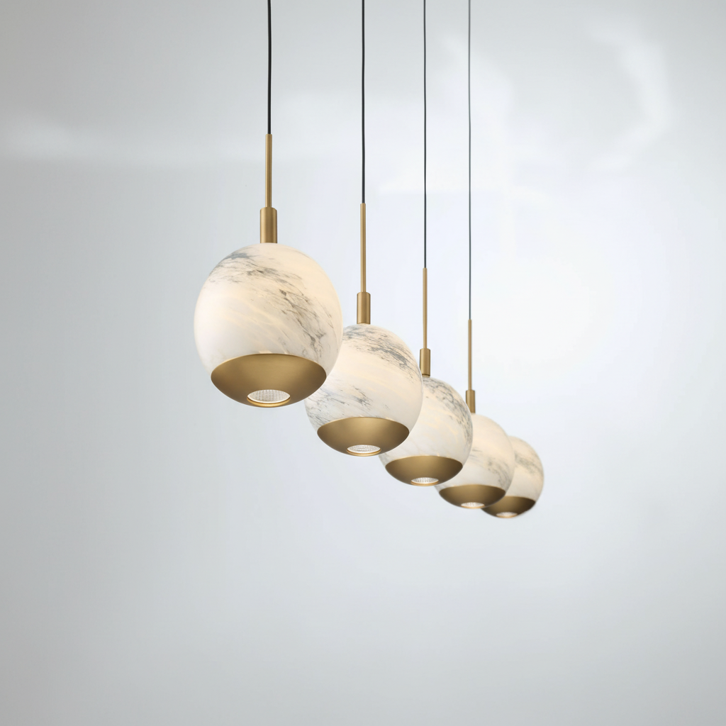Riviko Alabaster Bloom Linear LED Chandelier - Background Shot