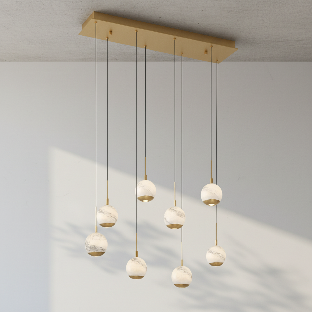Riviko Alabaster Bloom Linear LED Chandelier - Background Shot