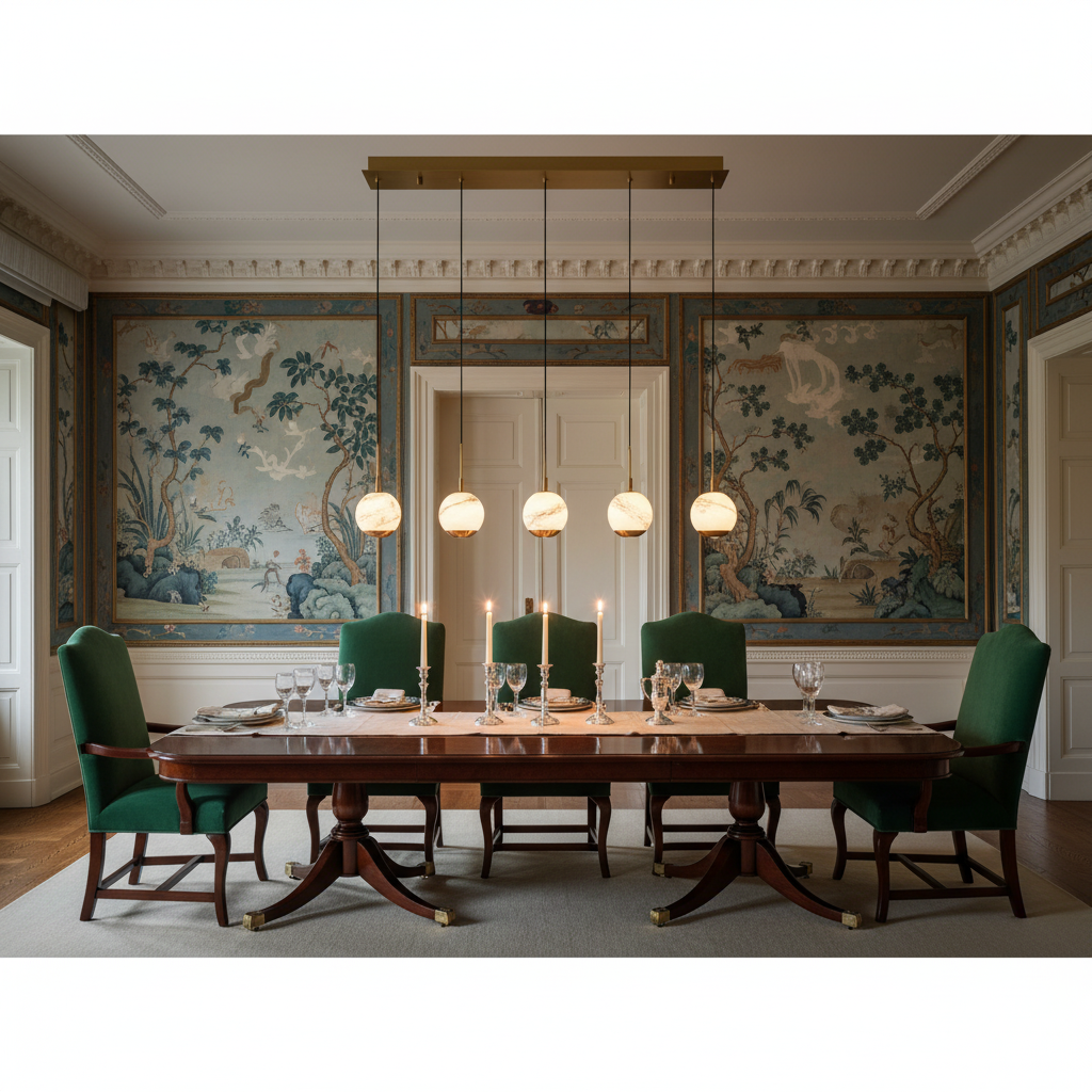 Riviko Alabaster Bloom Linear LED Chandelier - formal American dining room