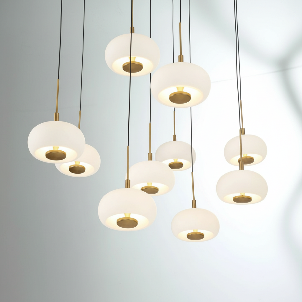 Riviko Nimbus Cascade 8-Light Rectangular LED Chandelier - Background Shot