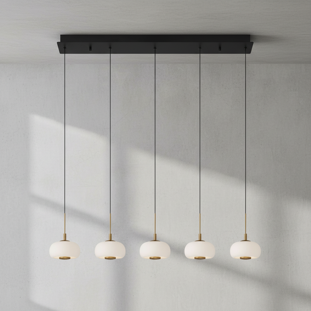 Riviko Aura Stream 5-Light Linear LED Chandelier - Background Shot